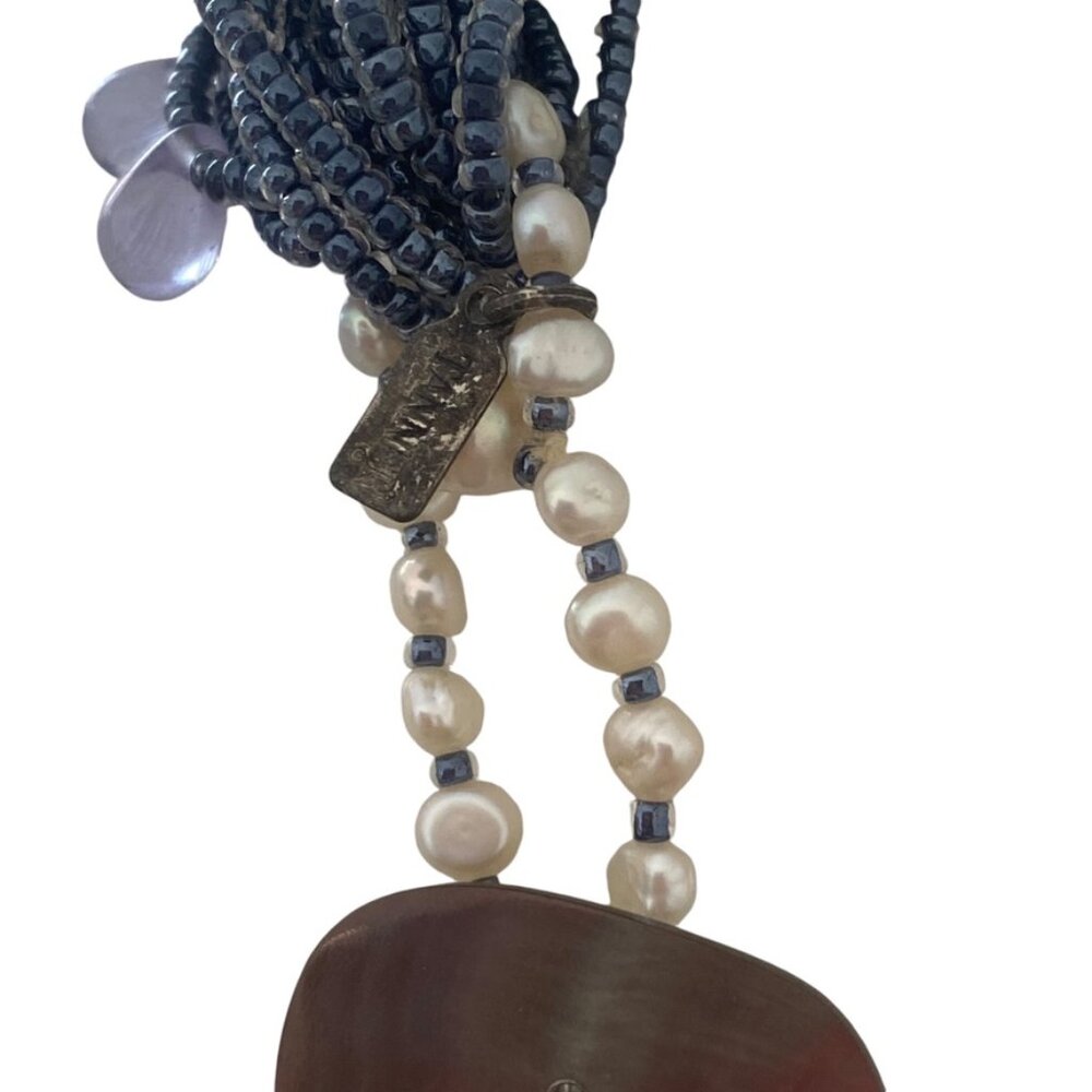 Vintage Tanner Chucnky multistrand necklace with freshwater pearls blue Iconic - Picture 5 of 16